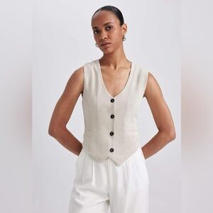 Defacto Beige Button-Up Vest